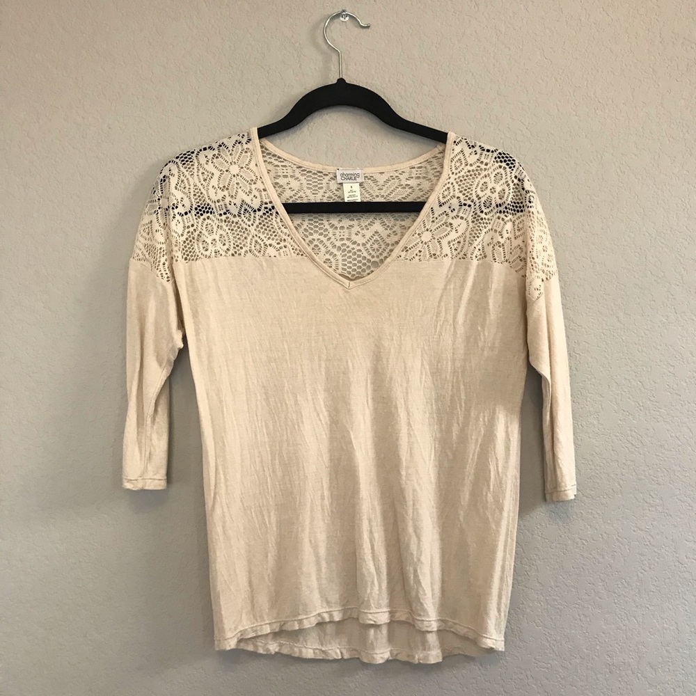 ⭐️FINAL SALE⭐️ Charming Charlie Tan Blouse Lace